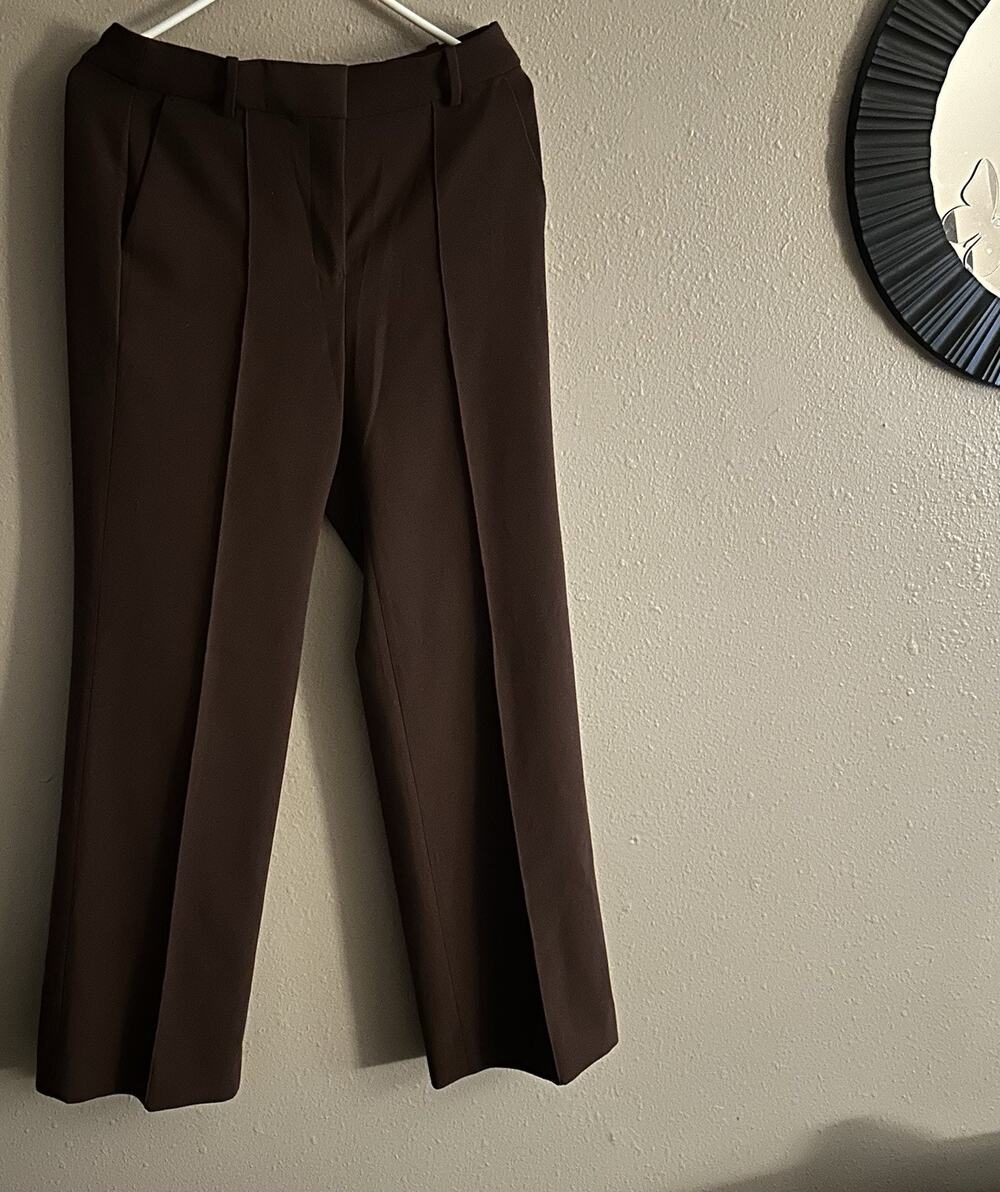 J.Crew Women's Pleated Straight Leg Dress Pants Zip Brown Size 8 Regular